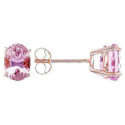 GB Earrings Rose Gold 14K 12 Ct Kunzite Ladies Studs Earrings Jewelry