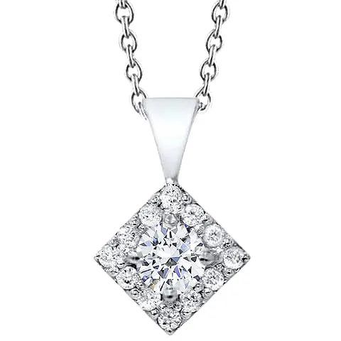 GB Necklaces Natural Earth Mined Diamond Women Necklace Square Pendant 170 Ct Brilliant Cut WG 14K