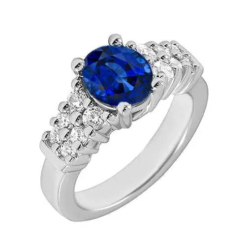 GB Rings 2 Carats Oval Cut Ceylon Blue Sapphire Ring White Gold Jewelry New