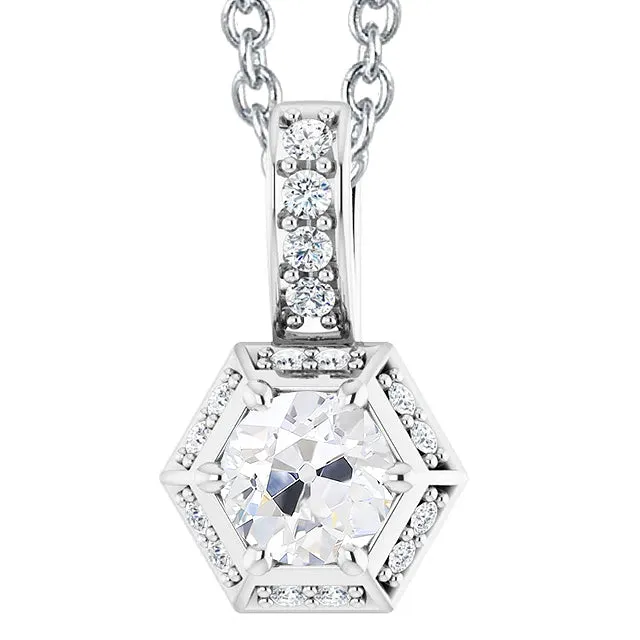 HarryChadEntcom Necklaces Womens Natural Earth Mined Diamond Pendant Halo Old Miner 450 Carats White Gold 14K