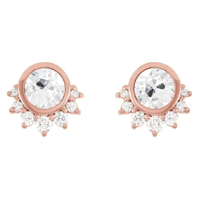 HarryChadEntcom Old Cut Natural Earth Mined Diamond Studs 550 Carats Star Style Gold Push Backs Bezel Set Earrings
