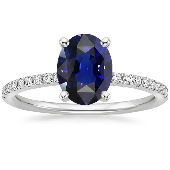 HarryChadEntcom Rings Natural Earth Mined Diamond Engagement Ring With Accents Oval Blue Sapphire 3 Carats