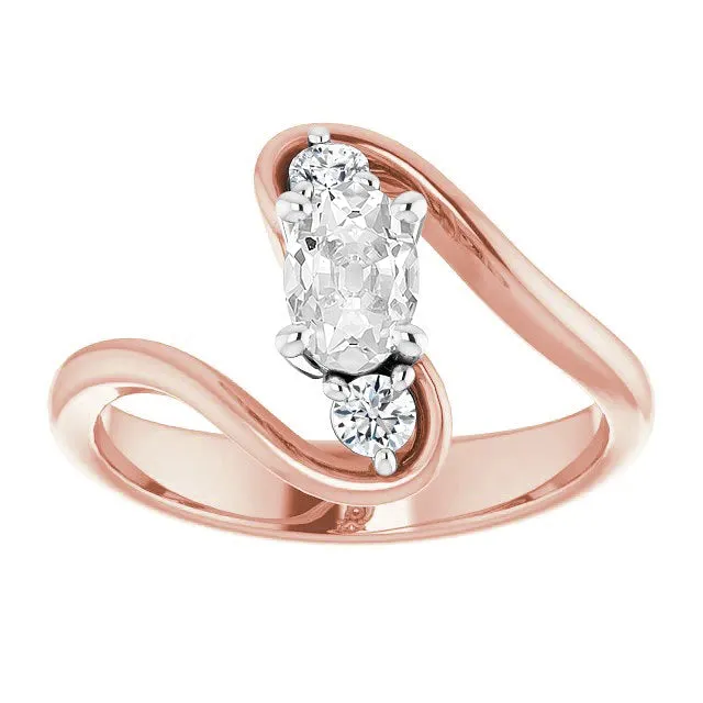 HarryChadEntcom Rings Round Oval 3 Stone Ring Old Miner Genuine Natural Earth Mined Diamonds Prong Set 375 Carats