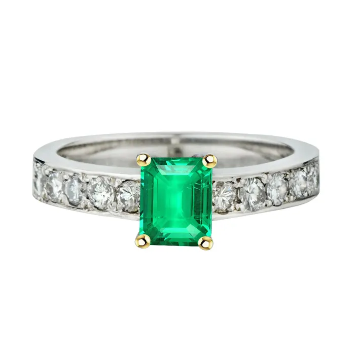 HarryChadEntcom Rings Womens Gemstone Ring Green Emerald Prong Setting
