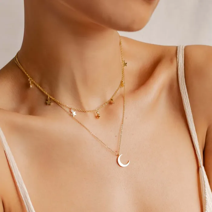 Hey Happiness Necklaces Star Choker Moon Necklace Jewelry Set Gold