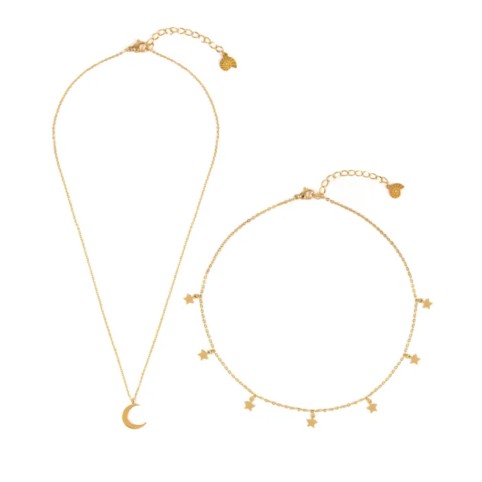 Hey Happiness Necklaces Star Choker Moon Necklace Jewelry Set Gold