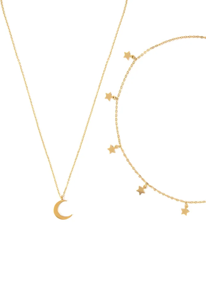 Hey Happiness Necklaces Star Choker Moon Necklace Jewelry Set Gold