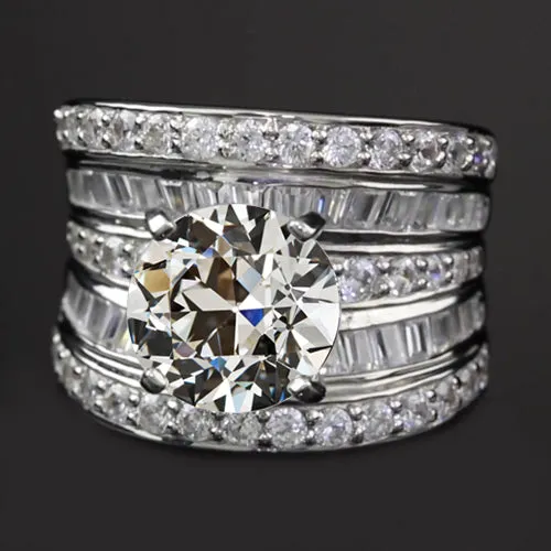 Ladies Baguette Old Cut Natural Earth Mined Diamond Fancy Wedding Ring 550 Carats HarryChadEntcom Rings