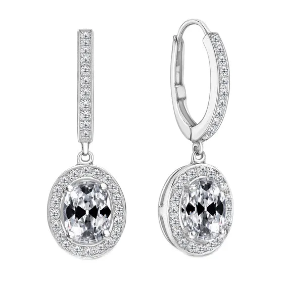 Mined Diamond Halo Old Cut Dangle Earrings Prong Bezel Style 5 Carats HarryChadEntcom Earrings