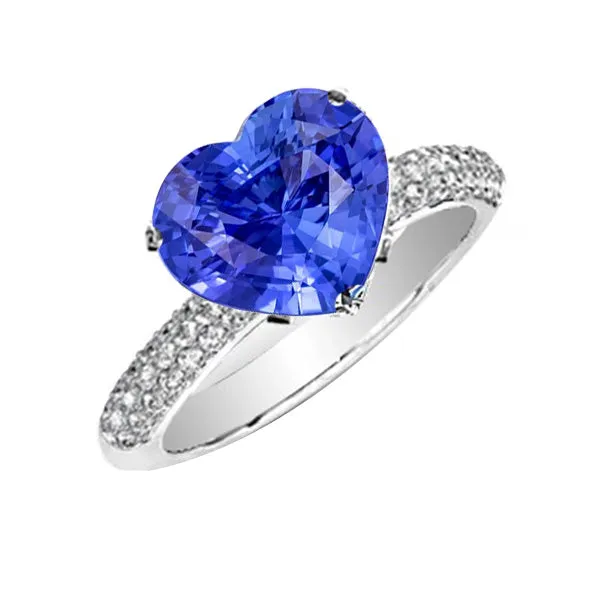 Natural Earth Mined Diamond Anniversary Heart Ceylon Sapphire Gemstone Ring 450 Carats HarryChadEntcom Rings