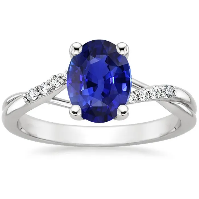 Natural Earth Mined Diamond Engagement Ring Split Shank Oval Cut Blue Sapphire 3 Carats HarryChadEntcom Rings