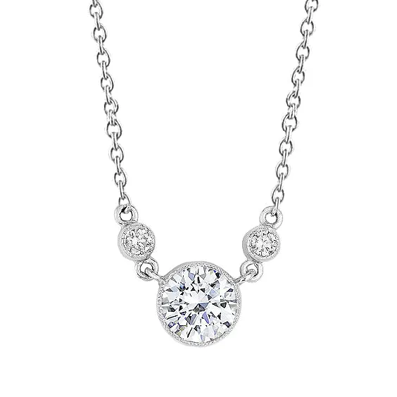 Natural Earth Mined Diamond Pendant Necklace Round Cut 260 Carats 14K White Gold GB Necklaces