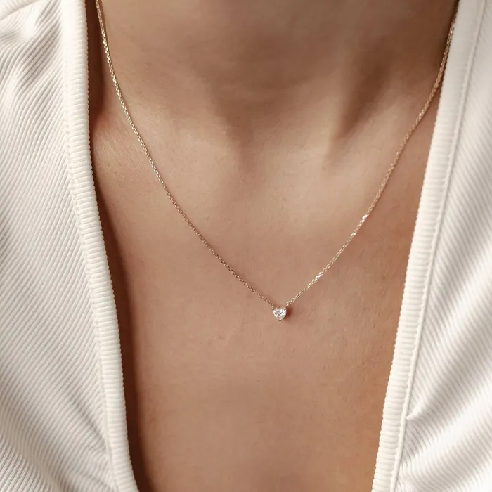 Necklaces Hey Happiness Devotion Diamond Heart Pendant Necklace 14K Gold