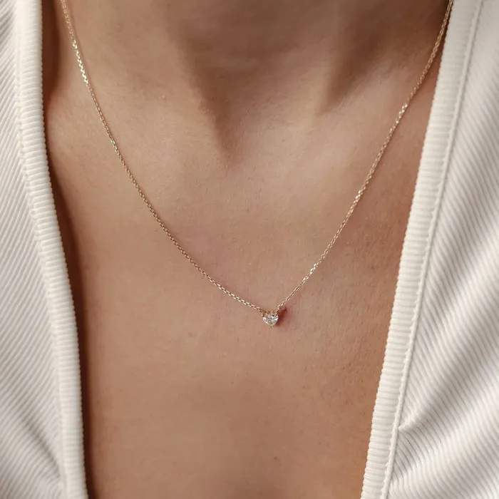 Necklaces Hey Happiness Devotion Diamond Heart Pendant Necklace 14K Gold