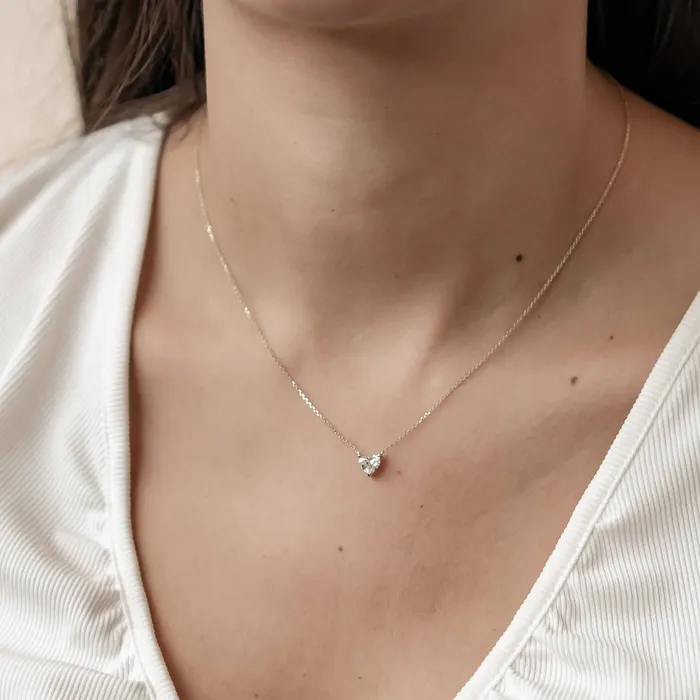 Necklaces Hey Happiness Devotion Diamond Heart Pendant Necklace 14K Gold