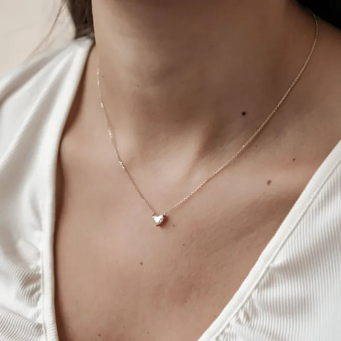 Necklaces Hey Happiness Devotion Diamond Heart Pendant Necklace 14K Gold