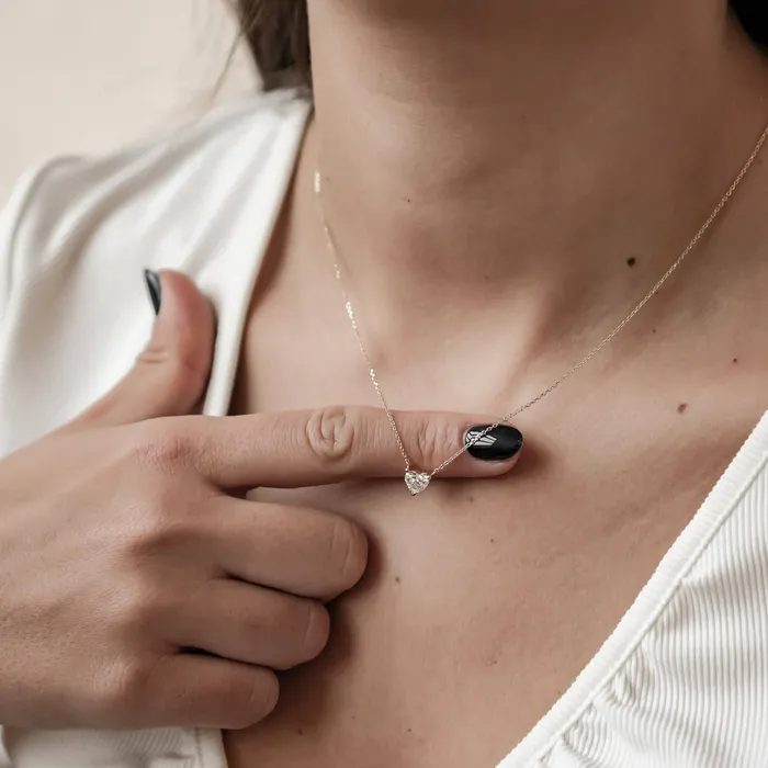 Necklaces Hey Happiness Devotion Diamond Heart Pendant Necklace 14K Gold