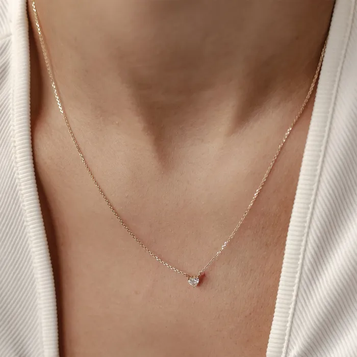 Necklaces Hey Happiness Devotion Diamond Heart Pendant Necklace 14K Gold