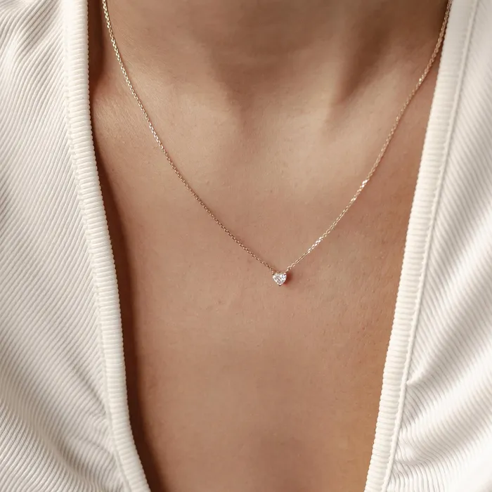 Necklaces Hey Happiness Devotion Diamond Heart Pendant Necklace 14K Gold