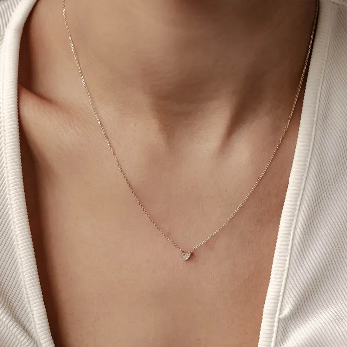 Necklaces Hey Happiness Devotion Diamond Heart Pendant Necklace 14K Gold