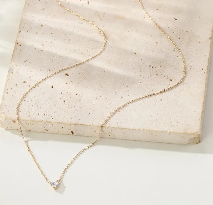 Necklaces Hey Happiness Devotion Diamond Heart Pendant Necklace 14K Gold