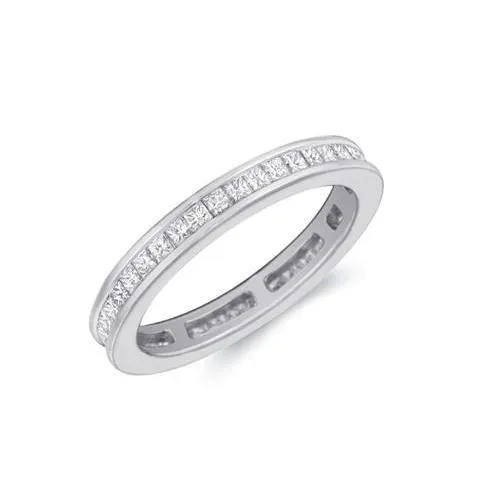Princess Cut 215 Ct Natural Earth Mined Diamonds Channel Set Engagement Band White Gold GB Rings