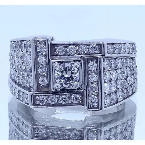 Rings GB Vintage Look Mens Ring Round Natural Earth Mined Diamond Jewelry 3 Carats