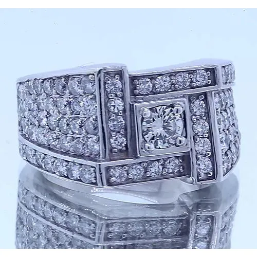 Rings GB Vintage Look Mens Ring Round Natural Earth Mined Diamond Jewelry 3 Carats