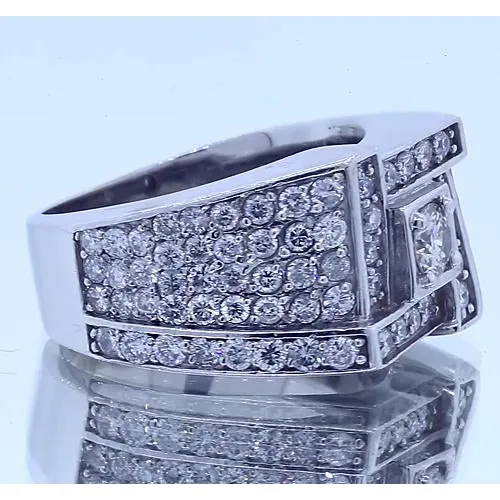 Rings GB Vintage Look Mens Ring Round Natural Earth Mined Diamond Jewelry 3 Carats