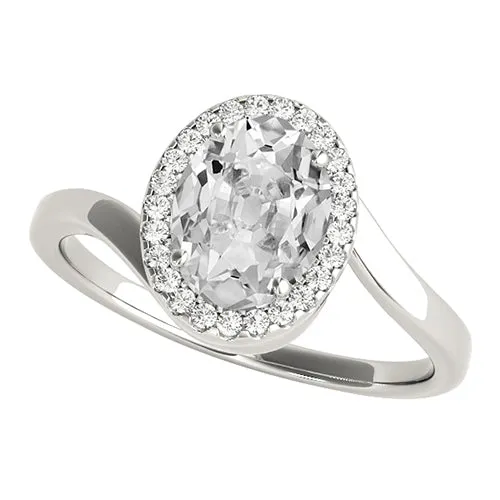 Rings Gold Oval Old Miner Natural Earth Mined Diamond Halo Ring Twisted Shank 550 Carats HarryChadEntcom