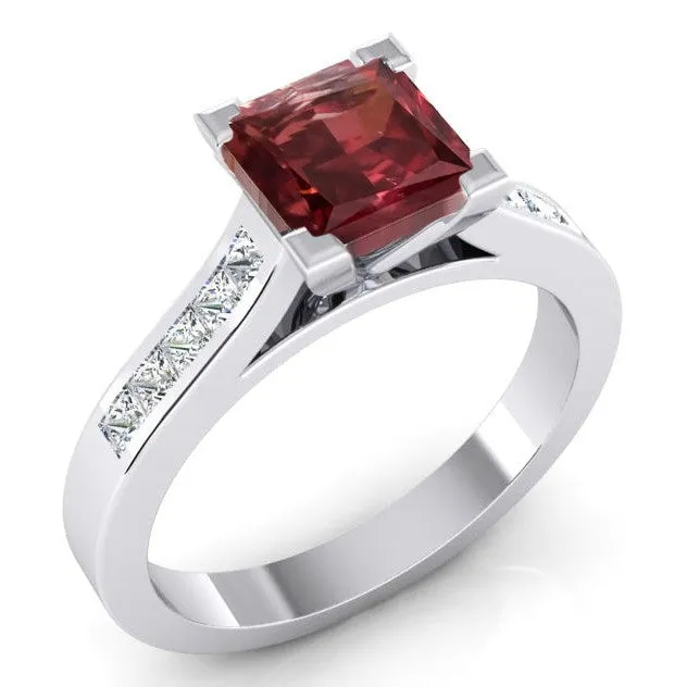 Rings HarryChadEntcom Princess Red Ruby Ring White Gold
