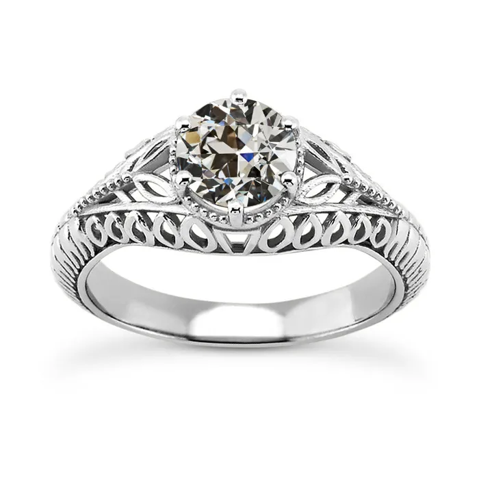 Rings Solitaire Ring Round Old Cut Natural Earth Mined Diamond Vintage Style 150 Carats HarryChadEntcom