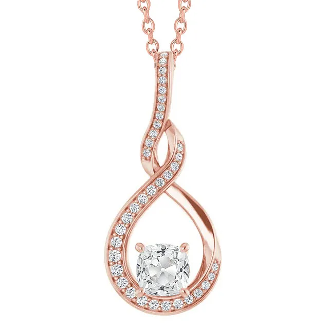 Rose Gold Natural Earth Mined Diamond Slide Pendant 3 Carats Round Cushion Old Cut 14K HarryChadEntcom Necklaces
