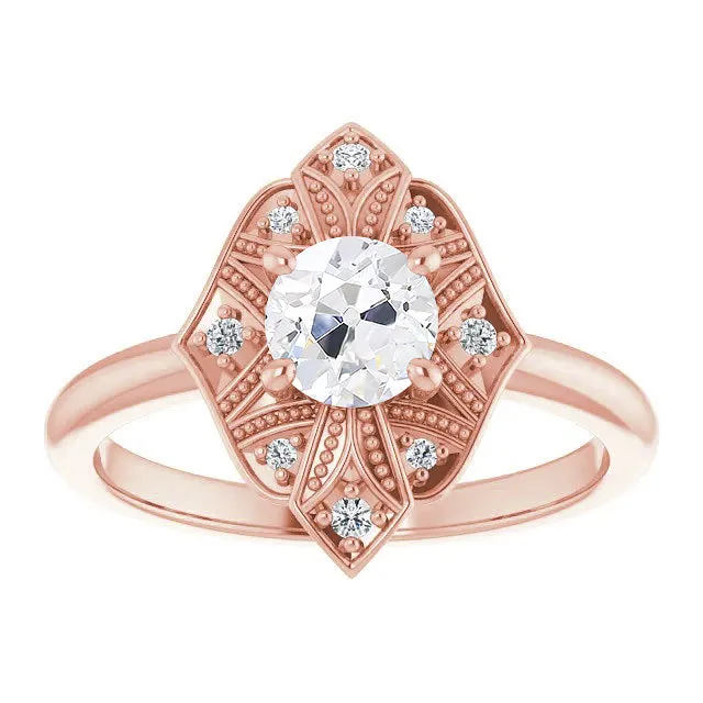 Round Old Cut Natural Earth Mined Diamond Halo Ring 4 Prong Set 225 Carats Jewelry HarryChadEntcom Rings