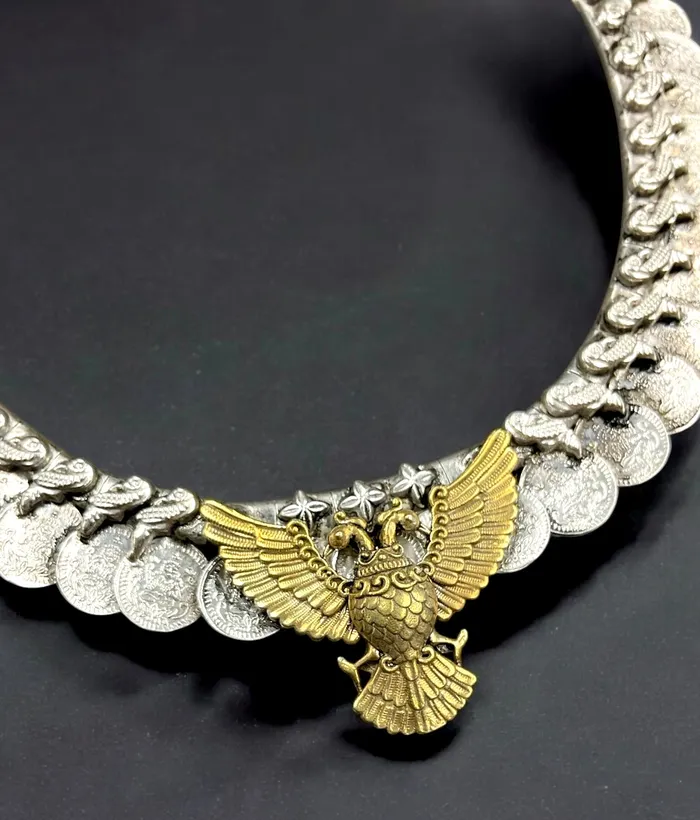Silversmith The Mithila Silver Gandaberunda Kasumala Necklace 2 tone Necklaces