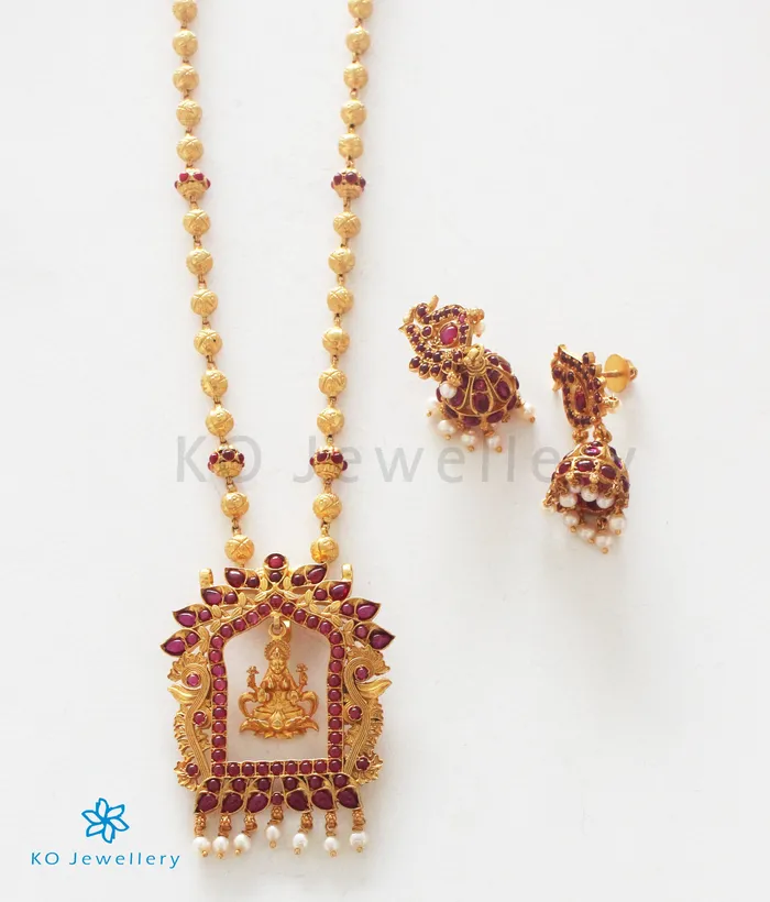 The Sanidhya Silver Lakshmi Necklace Red Silversmith Necklaces