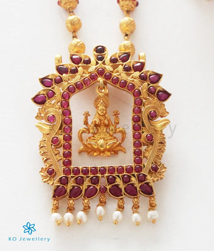 The Sanidhya Silver Lakshmi Necklace Red Silversmith Necklaces