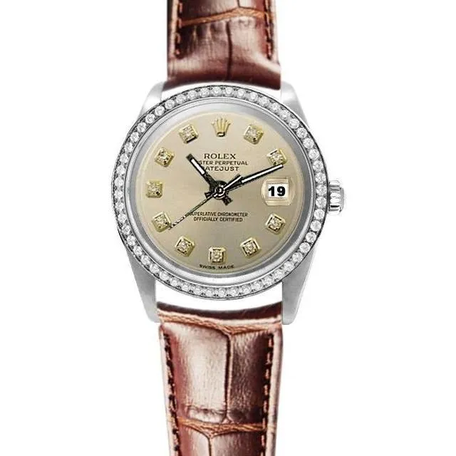 Watches GB Dial Diamond Rolex Datejust Watch Leather Band Oyster Perpetual