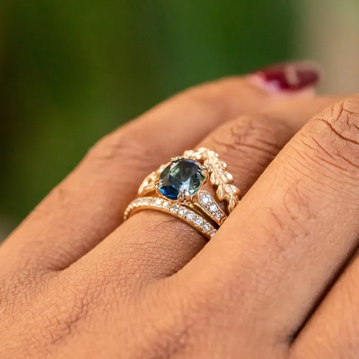 188ct Oval Sapphire Double Prong Vintage Cathedral Ring in 14k Yellow Gold Anueva Jewelry Rings