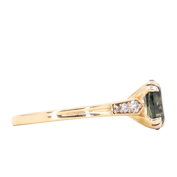 188ct Oval Sapphire Double Prong Vintage Cathedral Ring in 14k Yellow Gold Anueva Jewelry Rings