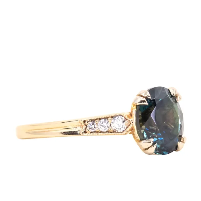 188ct Oval Sapphire Double Prong Vintage Cathedral Ring in 14k Yellow Gold Anueva Jewelry Rings