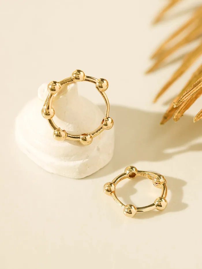14K 18K Gold Line Balls Cartilage Hoop Earring MinimalBijoux Earrings
