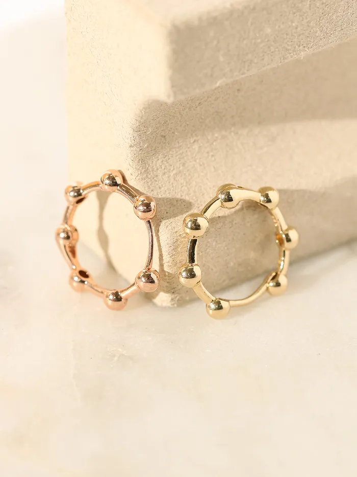 14K 18K Gold Line Balls Cartilage Hoop Earring MinimalBijoux Earrings