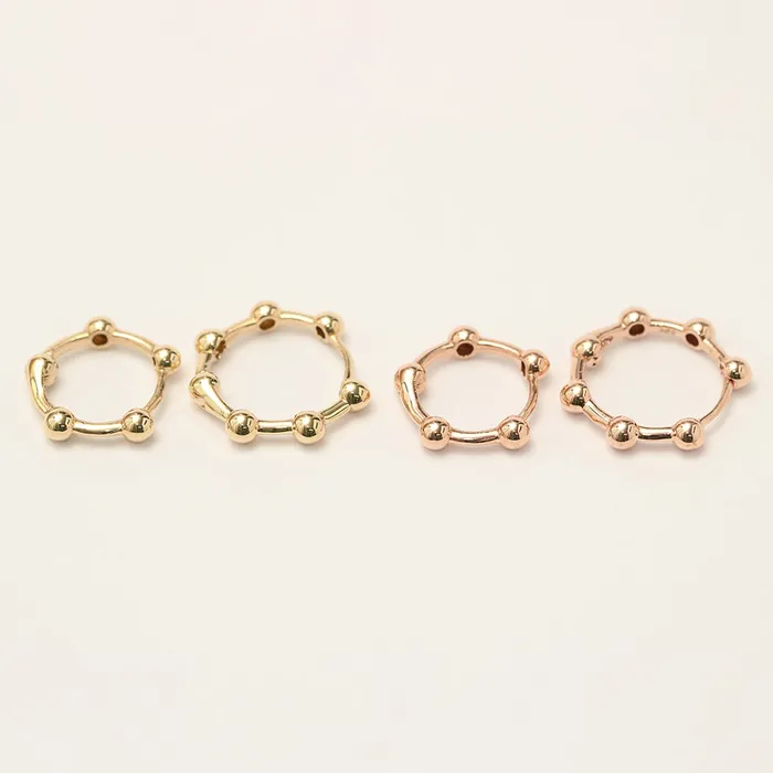 14K 18K Gold Line Balls Cartilage Hoop Earring MinimalBijoux Earrings