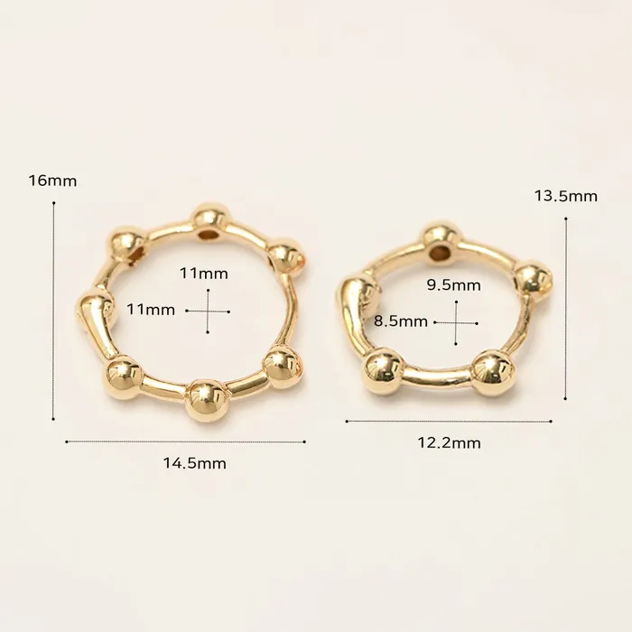 14K 18K Gold Line Balls Cartilage Hoop Earring MinimalBijoux Earrings