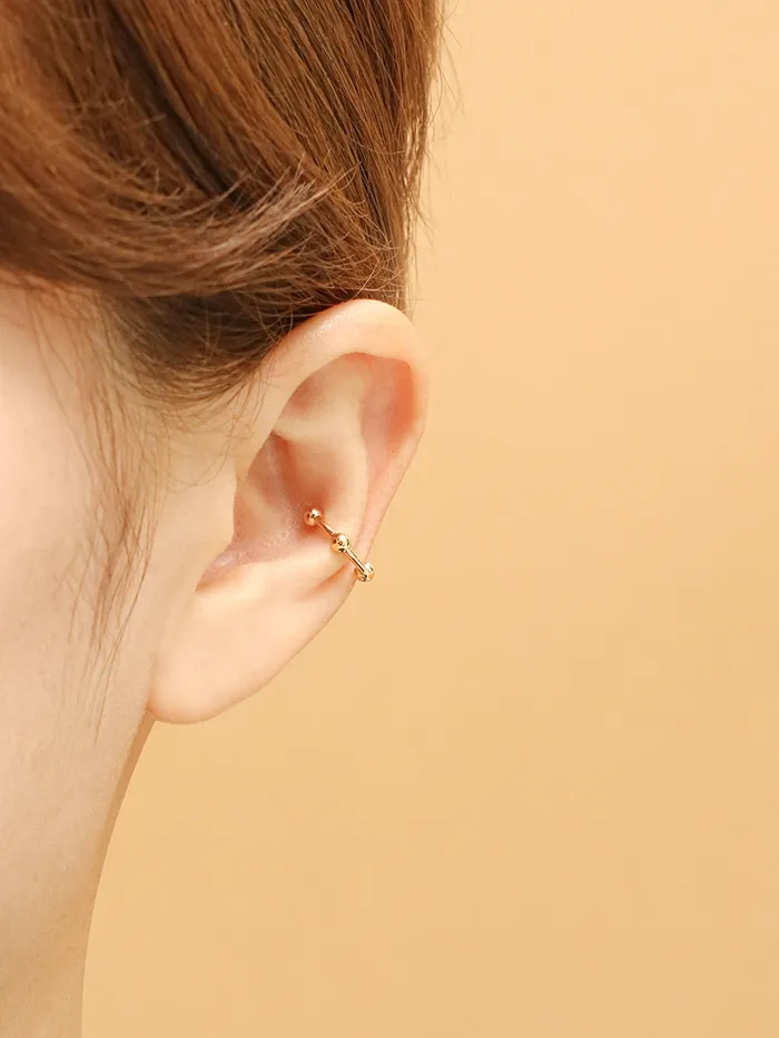 14K 18K Gold Line Balls Cartilage Hoop Earring MinimalBijoux Earrings