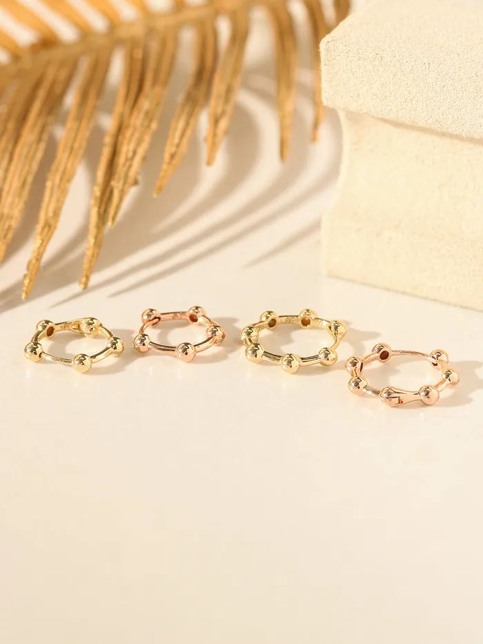 14K 18K Gold Line Balls Cartilage Hoop Earring MinimalBijoux Earrings
