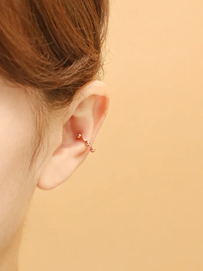 14K 18K Gold Line Balls Cartilage Hoop Earring MinimalBijoux Earrings