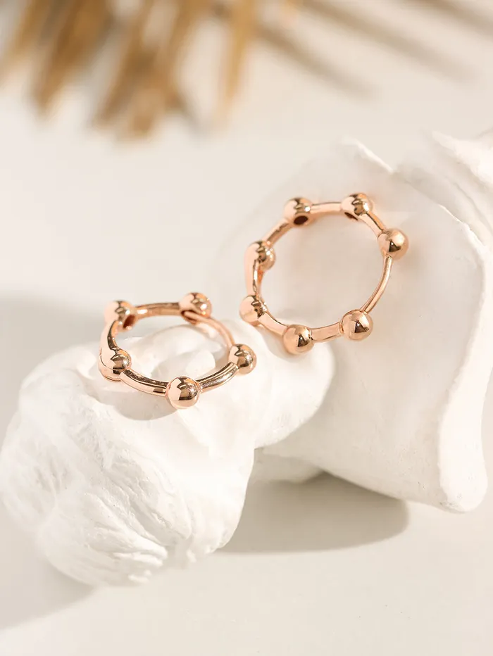 14K 18K Gold Line Balls Cartilage Hoop Earring MinimalBijoux Earrings