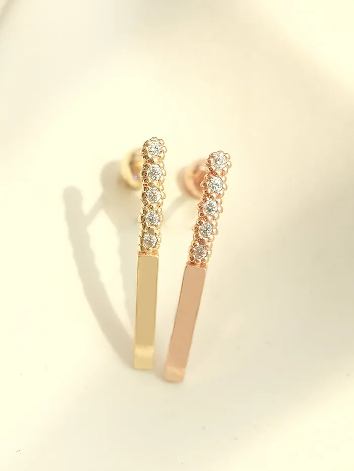 14K Gold Bubble Cubic Long Stick Cartilage Earring 20G18G16G MinimalBijoux Earrings